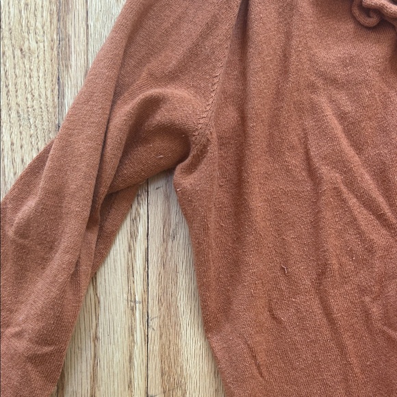 Talbots Rust Cardigan with Ruffled Neckline - Picture 2 of 7